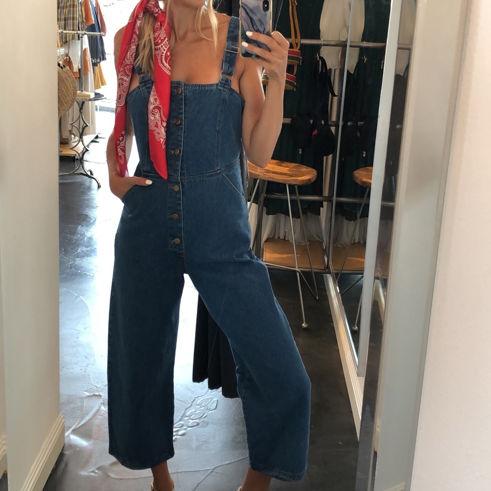 Denim sleeveless jumpsuit
